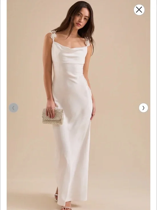 Altar'd State Ivory Satin Cowl Neck Maxi Dress - Picture 1 of 2